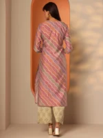 Multi Printed Silk Blend Straight Kurta - Image 2