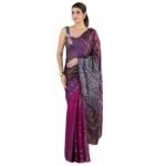Purple liva satin lite foil saree