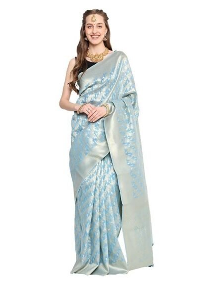incredible sarees Katan Silk Tissue Banarasi Saree For Women (Free Size)