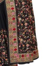 Black Kashmiri Resham Heavy Embroidered Border Work Georgette Saree Sari with Heavy Work UnStitch Blouse Piece For Women & Girls - Image 2