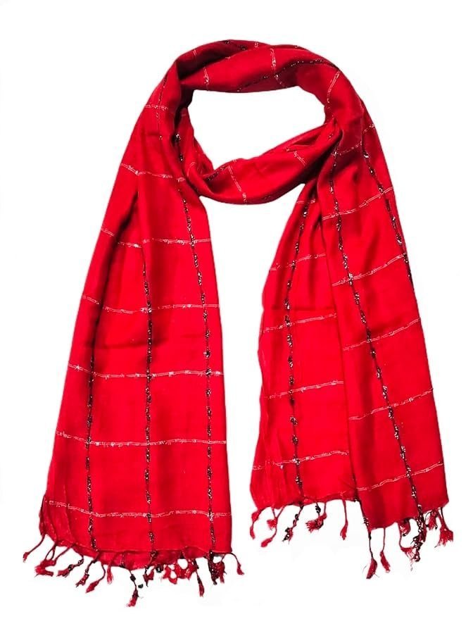 71MANugIvL._SY879_.jpg Women And Girl's Fancy Viscose Jhanda Checked Scarves, Scarf, Stole - Image 1