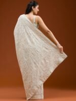 Grey Embroidered Saree with Unstitched Blouse - Image 2