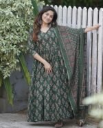Women Printed Flared A-Line Kurta with Pant and Dupatta Suit Set | Kurta Set - Image 3